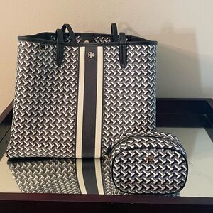 Tory Burch T Zag Tote & Cosmetic Pouch